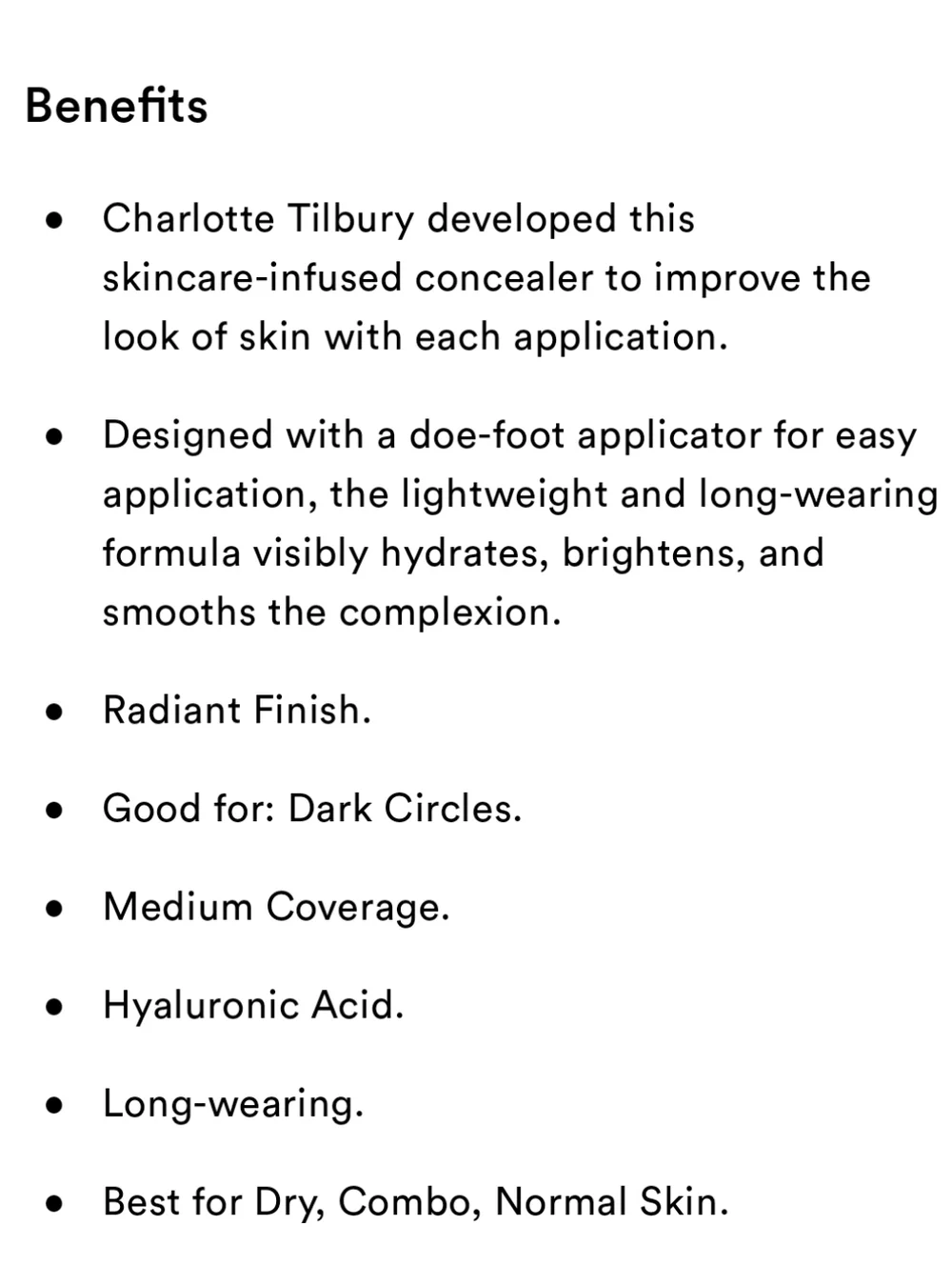 NIB Charlotte Tilbury Beautiful Skin Radiant Concealer in 9.5 Tan Dore